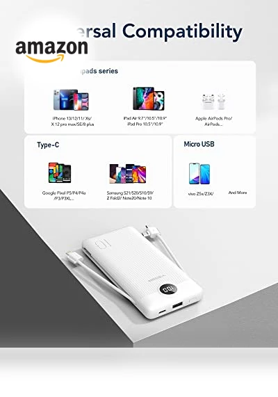 Portable Charger with Built-in Cables and Wall Plug — Charging Solutions, VEGER