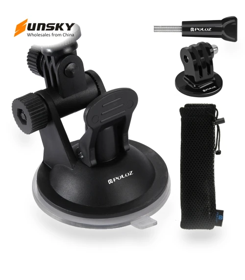Car Suction Cup Mount with Screw & Tripod Mount Adapter & Storage Bag — Wearable Cameras, PULUZ