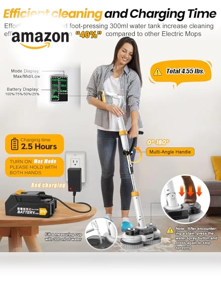 Cordless Electric Mop and Scrubber — Sweepers, qimedo