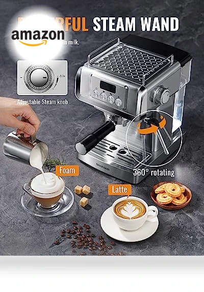Espresso Machine with Milk Frother Steam Wand — Coffee & Espresso Combos, SHARDOR
