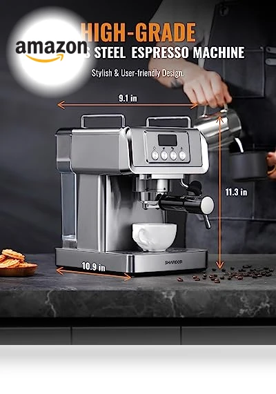 Espresso Machine with Milk Frother Steam Wand — Coffee & Espresso Combos, SHARDOR