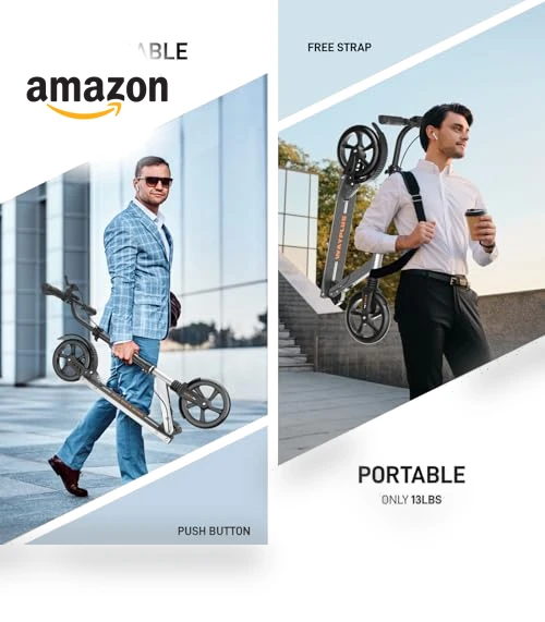 Foldable Kick Scooter with Big Wheels — Push Scooters, WAYPLUS