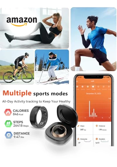Health Tracker Smart Ring — Fitness Bands, VNEXFU