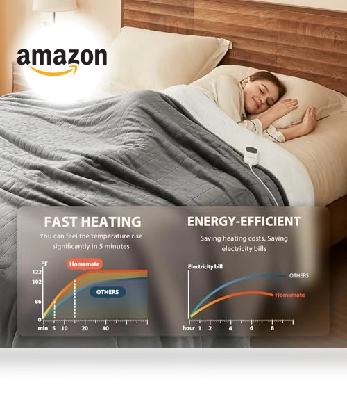 Heated Blanket Electric Throw — Electric Blankets, Homemate
