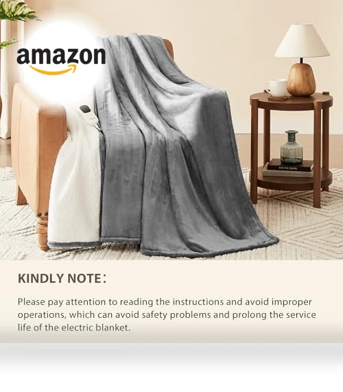 Heated Blanket Electric Throw — Electric Blankets, Homemate