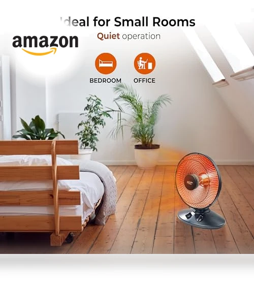 Indoor Dish Space Heater with Oscillation — Portable Heating Solutions, Comfort Zone