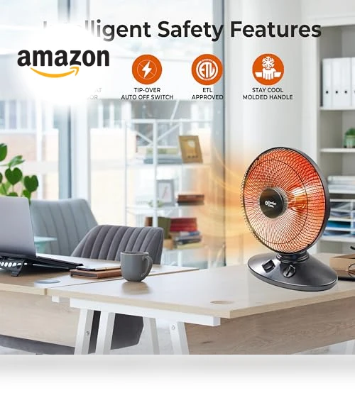 Indoor Dish Space Heater with Oscillation — Portable Heating Solutions, Comfort Zone