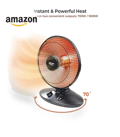 Indoor Dish Space Heater with Oscillation — Portable Heating Solutions, Comfort Zone