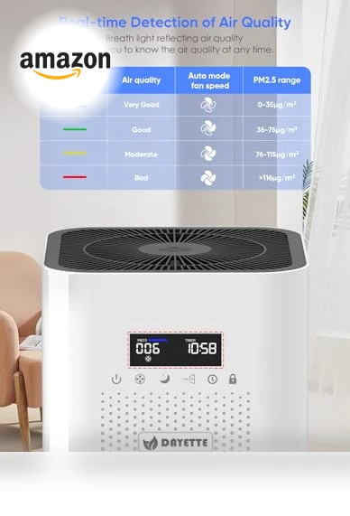 Large Room Air Purifier with H14 True HEPA Filter — Electrostatic Air Purifiers, DAYETTE