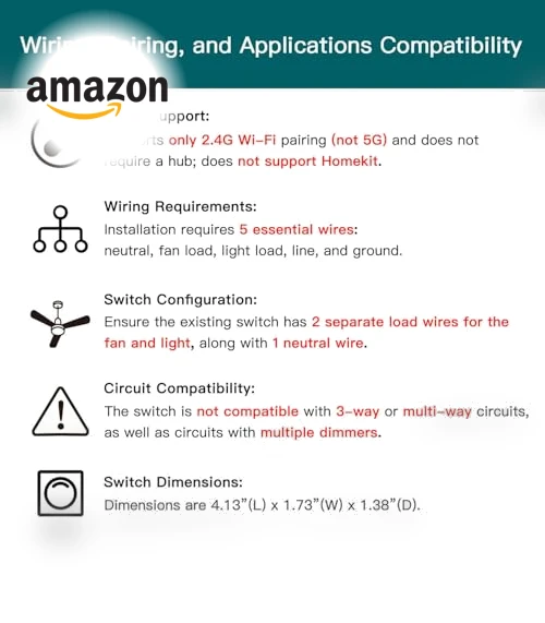 Smart Ceiling Fan Control and Dimmer Light Switch — Ceiling Fan Wall Controls, TREATLIFE