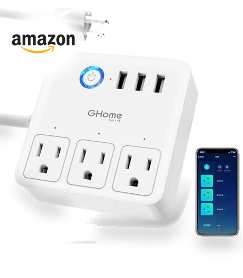 Smart Power Strip with 3 USB Ports and 3 Smart Outlets — Power Solutions & Surge Protection, GHome Smart
