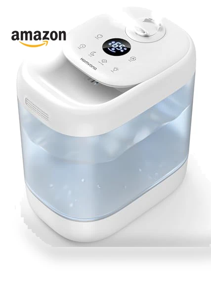 Super Easy to Clean Top Fill Auto Adapt Cool Mist Humidifier — Air Moisture Control, Homvana