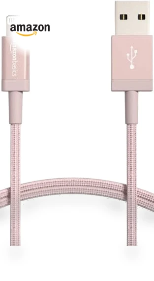 USB-A to Lightning Charger Cable, Nylon Braided Cord — Chargers & Cables, Amazon Basics