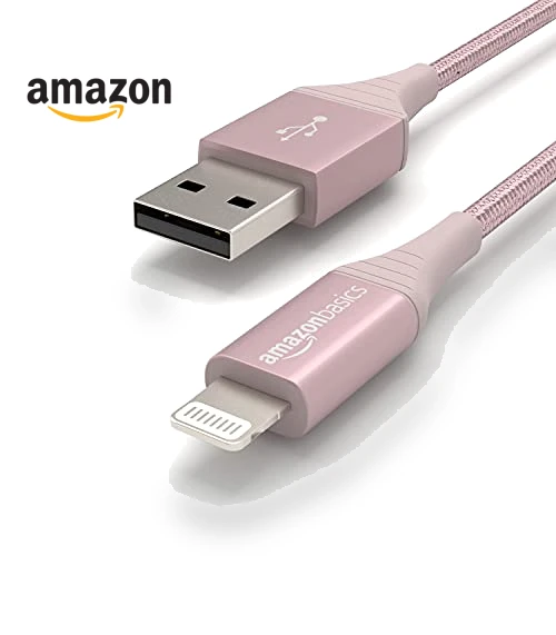 USB-A to Lightning Charger Cable, Nylon Braided Cord — Chargers & Cables, Amazon Basics