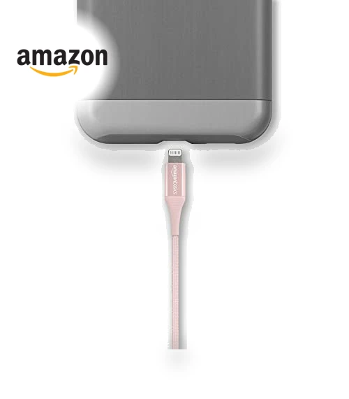 USB-A to Lightning Charger Cable, Nylon Braided Cord — Chargers & Cables, Amazon Basics
