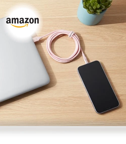 USB-A to Lightning Charger Cable, Nylon Braided Cord — Chargers & Cables, Amazon Basics