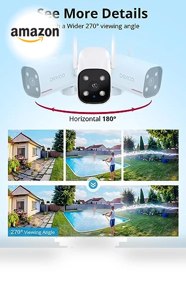 Wired Home Camera Outdoor with 2K Color Night Vision — Smart Home Security, DEKCO
