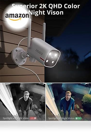 Wired Home Camera Outdoor with 2K Color Night Vision — Smart Home Security, DEKCO