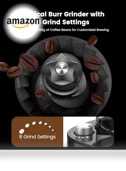 10-Cup Drip Coffee Maker with Built-In Grinder — Electric Blade Coffee Grinders, COWSAR