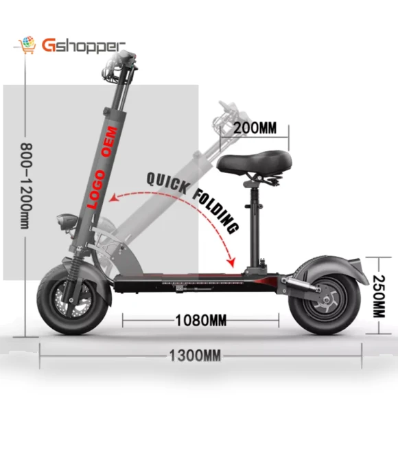 10 inch off-road adult foldable electric scooter with seat — Push Scooters
