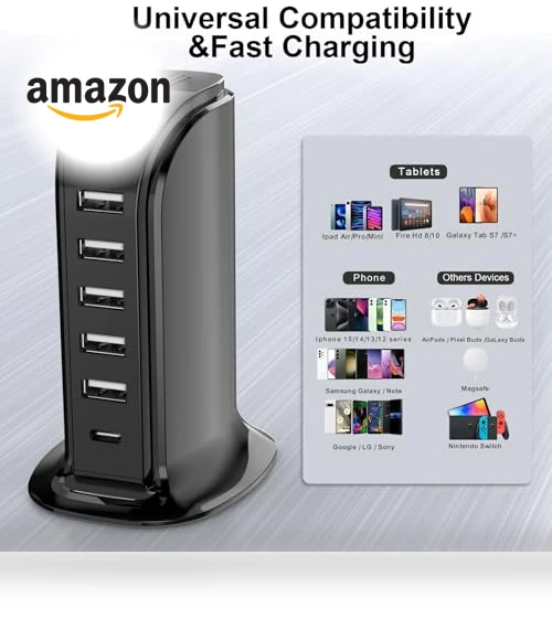 6-Port USB Charger Block with Type C — Chargers, SHENZHEN YIBOYUAN ELECTRONICS CO., LTD.