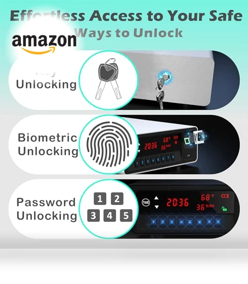 Biometric Pistol Safe with LCD Display — Biometric Security, QINGENO