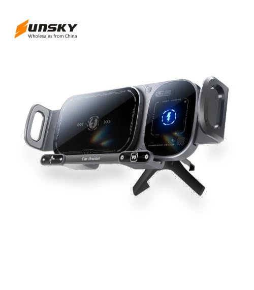 Dual Coil Rotating Phone Stand Wireless Charger Car Air Vent Mount — Vehicle Phone Holders