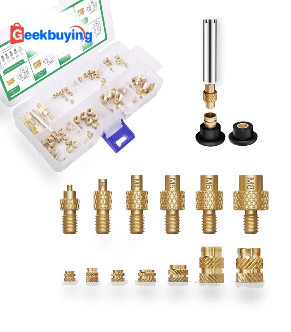 Heat Set Insert Tips and Threaded Inserts with Soldering Iron Adapter — 3D Printing Essentials, Mintion