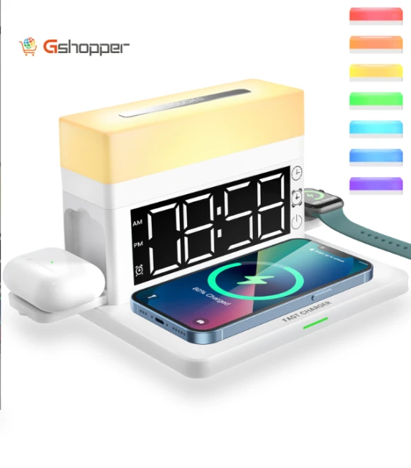 Multifunctional Wireless Charger Desk Lamp Alarm Clock — Chargers