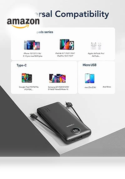 Portable Charger with Built-in Cables and Wall Plug — Charging Solutions, VEGER