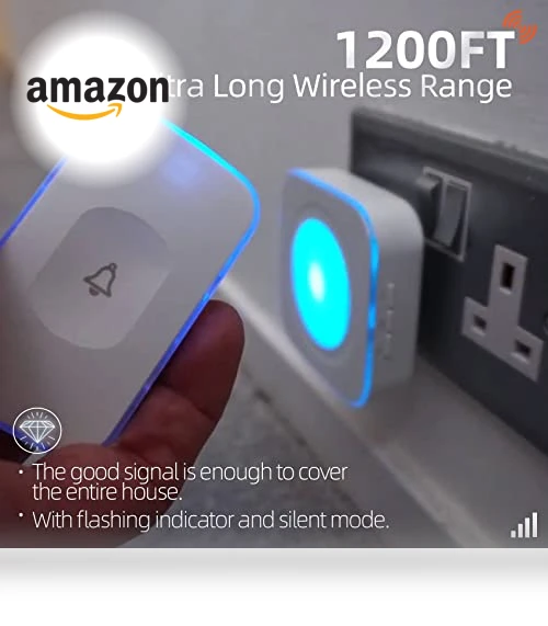 Wireless Doorbell with Flash LED Light — Chimes, JSIEEM