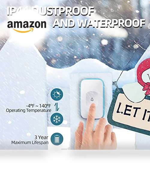 Wireless Doorbell with Flash LED Light — Chimes, JSIEEM