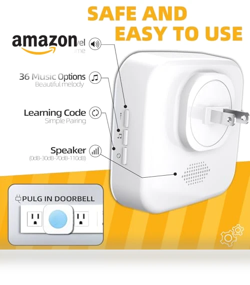 Wireless Doorbell with Flash LED Light — Chimes, JSIEEM
