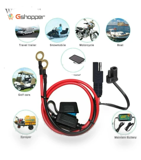 2 Pin Ring Terminal SAE to O Ring Connecters Extension Cord Cable — Ring Terminals