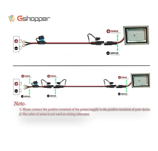 2 Pin Ring Terminal SAE to O Ring Connecters Extension Cord Cable — Ring Terminals