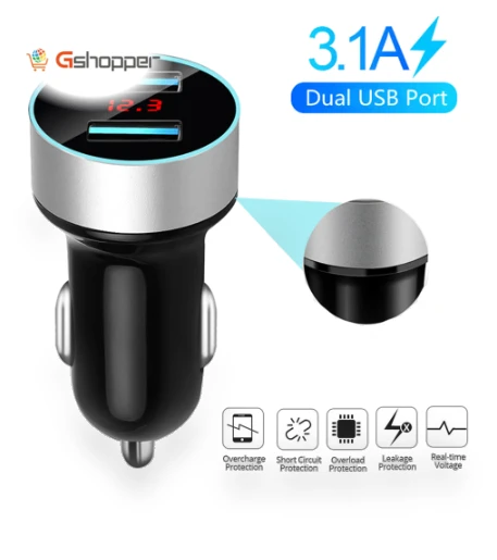 Car Charger with LED Display and Dual USB Ports — Vehicle Power Solutions
