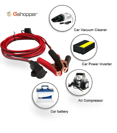 Car Cigarette Lighter Socket To Battery Alligator Clip Connector — Vehicle Power Solutions