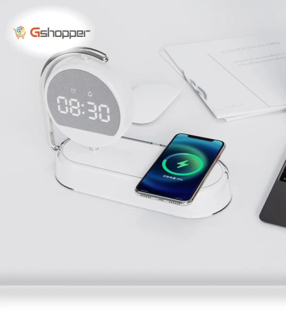 Desktop Clock Alarm Clock with Wireless Charging and Night Light — Alarms & Clocks