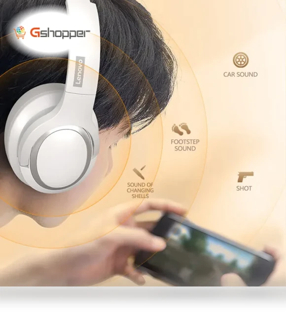 Game Headset ANC Noise Cancelling Bluetooth 5.0 Wireless Sports Gaming Headphones Earphones — On-Ear Headphones, Lenovo