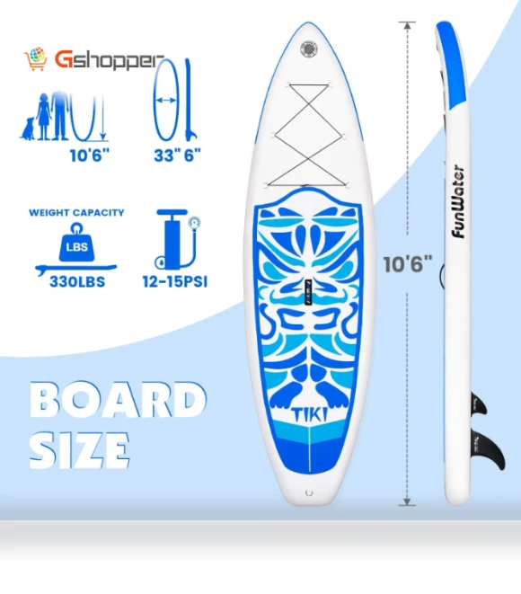 Inflatable Ultra-Light Stand Up Surfboard — Paddles, FunWater