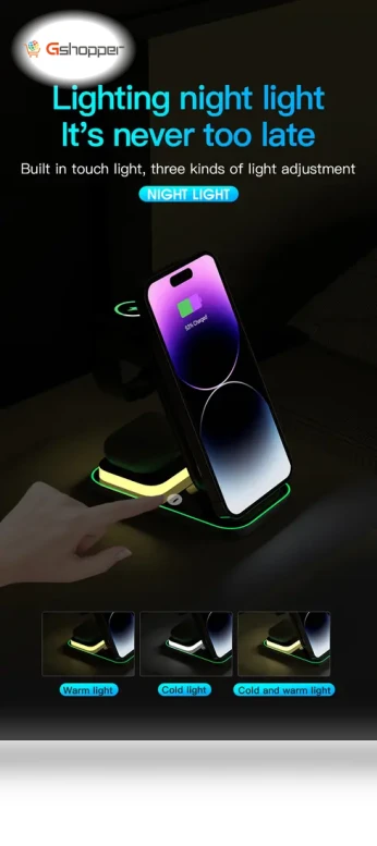 Magnetic 3-in-1 Wireless Charger with Night Light — Chargers