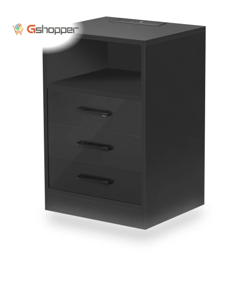 Nightstand with 3 Drawers and Cabinet — Nightstands