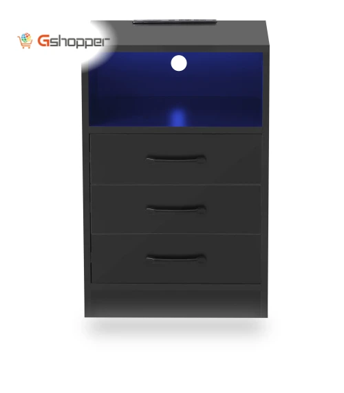 Nightstand with 3 Drawers and Cabinet — Nightstands