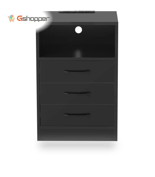 Nightstand with 3 Drawers and Cabinet — Nightstands