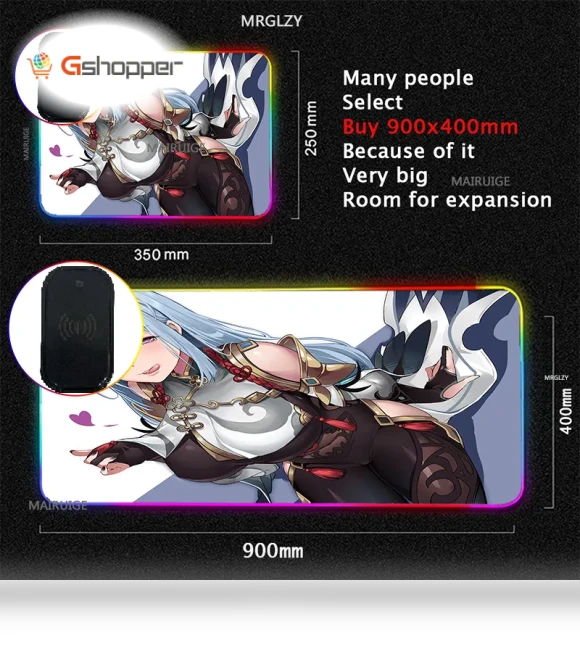 RGB Computer Waterproof Large Mouse Pad with Wireless Phone Charger — Mouse Pads