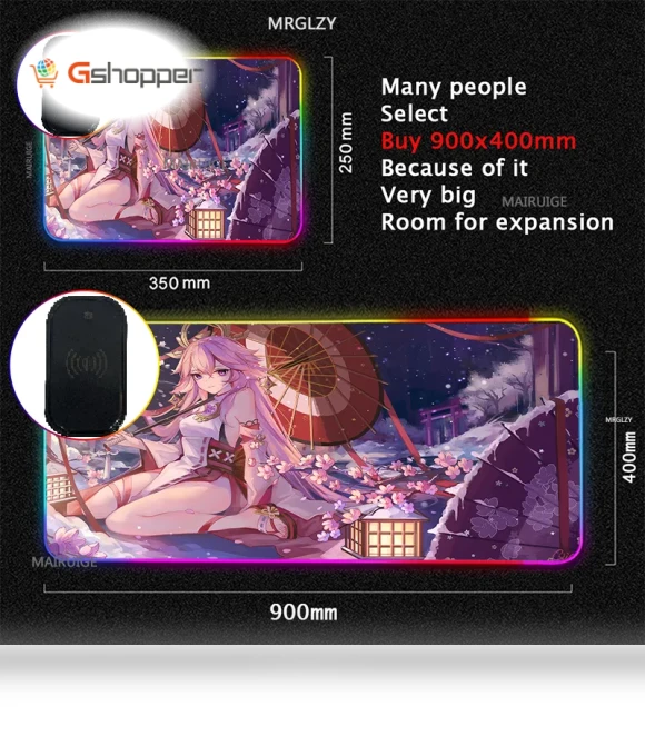 RGB Computer Waterproof Large Mouse Pad with Wireless Phone Charger — Mouse Pads