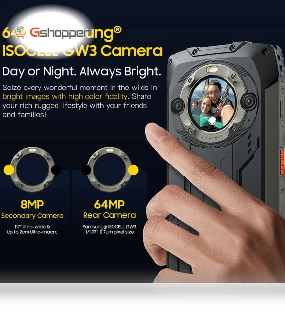 6.7-Inch Main & 1.3-inch Round Secondary Display Built-in 100LM Flashlight 15080mAh 4G Ruggedized Smartphone — Adventure & Sports Cameras, Blackview