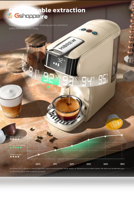 Capsule Coffee Machine 6in1 Hot/Cold Multiple Espresso Cafetera Cappuccino Coffee Maker — Coffee & Espresso Combos, HIBREW