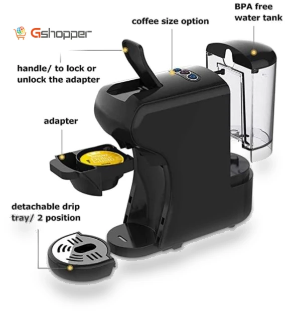 Coffee Machine 19 Bar 3in1 Multiple Cafetera Pod Coffee Maker — Single-Cup Coffee Makers, KZ