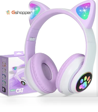 Colorful Lighting LED Wireless Cat Ear Headphones — Over-Ear Headphones